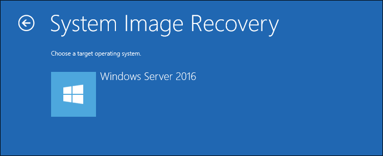 Captura de pantalla que muestra la opción Windows Server 2016.