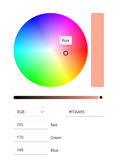 Selector de colores con un espectro de círculo