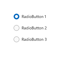 Ejemplo de un grupo RadioButtons con un botón de radio seleccionado