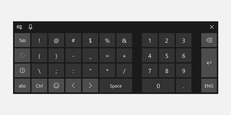 Teclado táctil de Windows para moneda