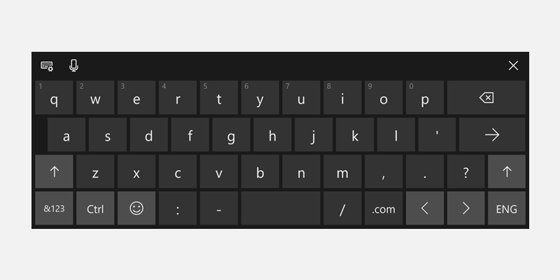 Teclado táctil de Windows para direcciones URL