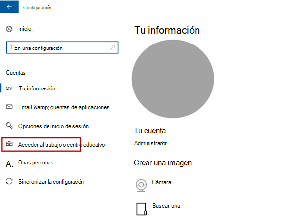 opción de acceso del usuario profesional o educativa