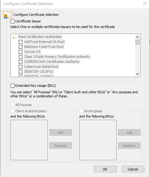 configurar la ventana de certificado.