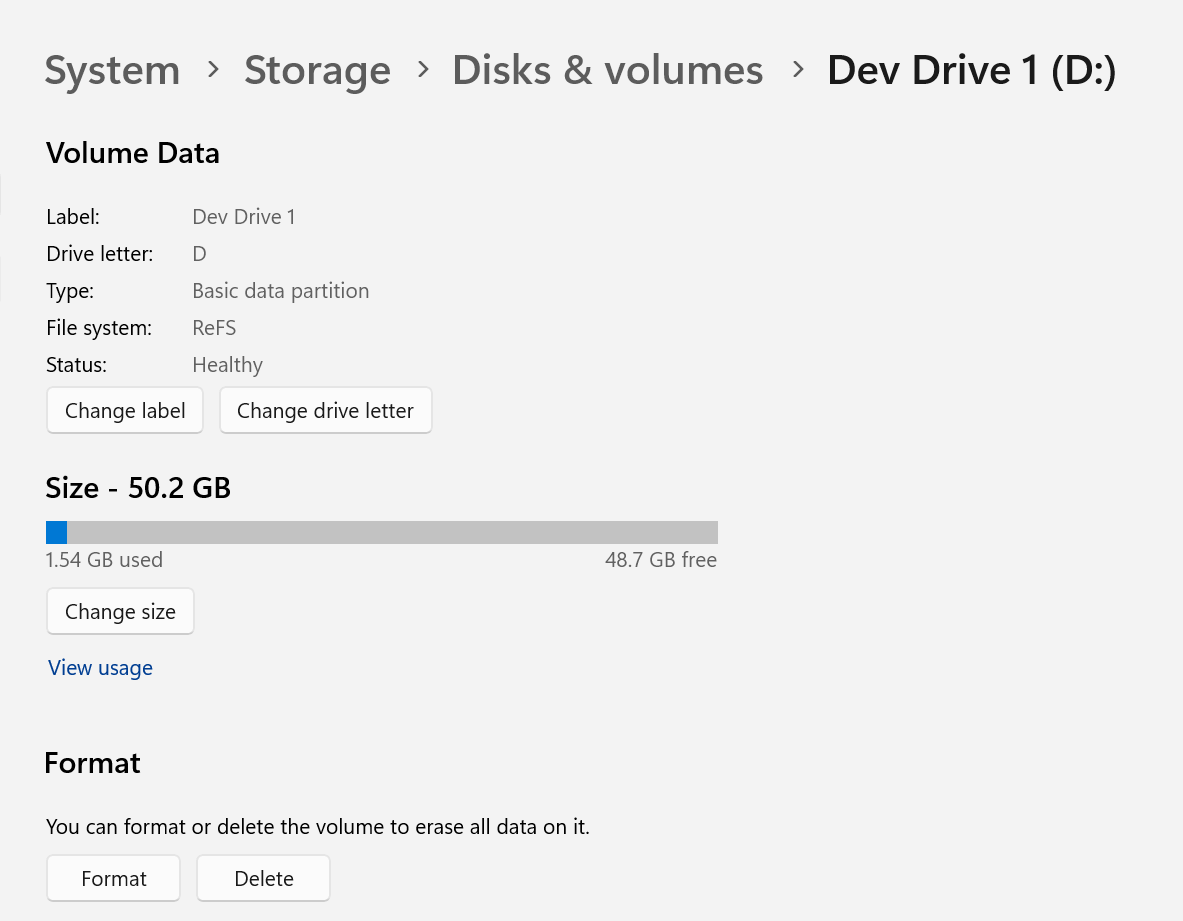 Eliminar una unidad de desarrollo en configuración de Windows