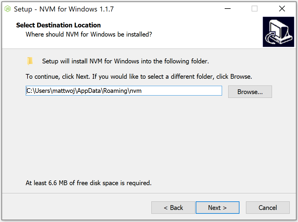 Asistente para instalación de NVM para Windows