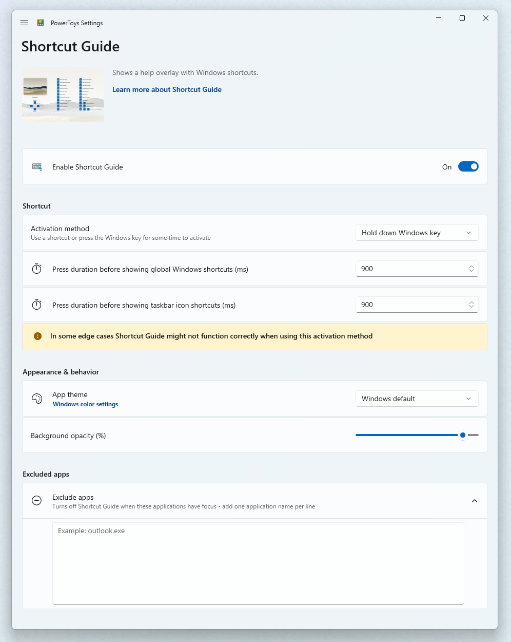 Configuración de la guía de métodos abreviados