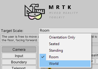 Ventana de configuración de MRTK