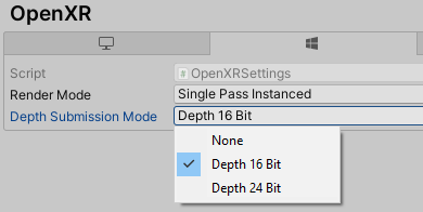 Configuración de profundidad de OpenXR