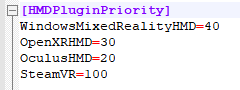 Actualización de la configuración de HMDPluginPriority