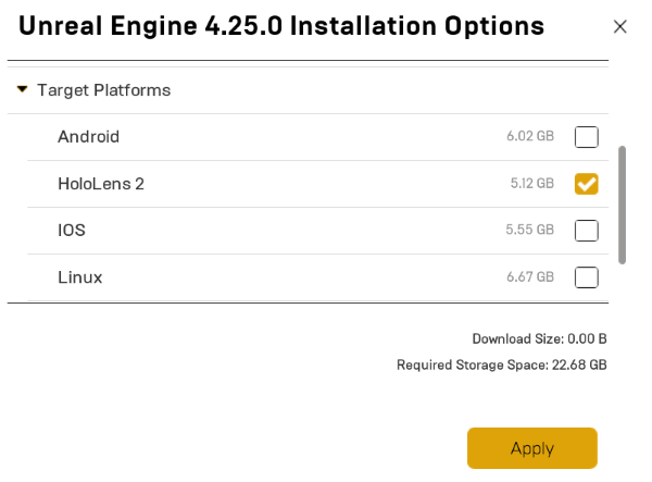 Cambio de la plataforma de destino en la configuración del proyecto