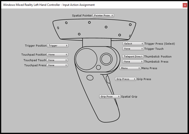 Pantalla de configuración del controlador