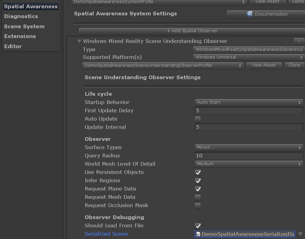 Bytes de escena serializados en observador