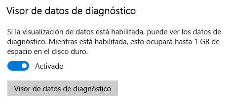 Ubicación para activar el Visor de datos de diagnóstico.