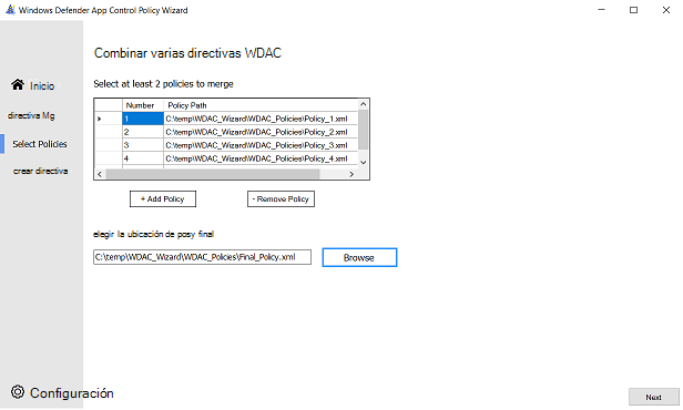 Combinar directivas de App Control en una directiva final de App Control.