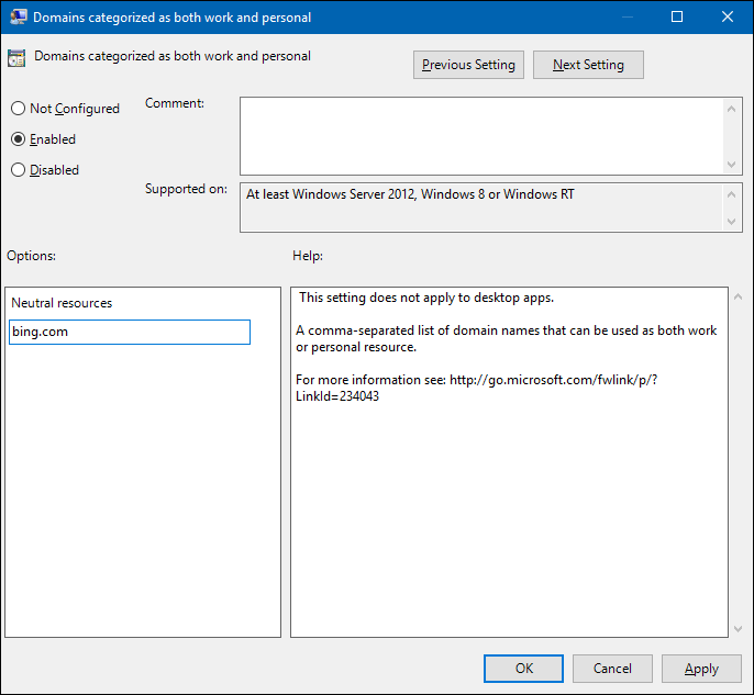 directiva de grupo editor con la configuración de recursos neutros.