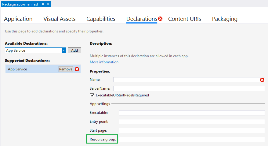 Configuración del grupo de recursos