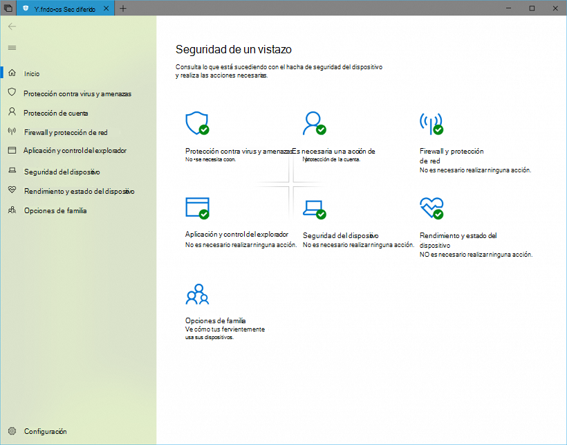 Captura de pantalla de Windows Security Center.