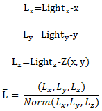 ecuación de vector de luz.