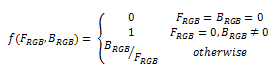 Fórmula matemática para un efecto de combinación de división.