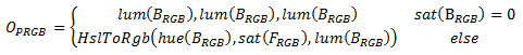 Fórmula matemática para un efecto de mezcla de saturación.