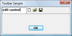 captura de pantalla de un cuadro de diálogo con un control de edición en la barra de herramientas, que precede a tres iconos de la barra de herramientas