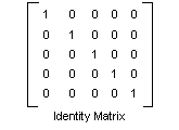 ilustración que muestra una matriz de identidad de 5x5; 1s en la parte superior izquierda a la diagonal inferior derecha y 0s en cualquier otro lugar