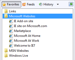 de la lista de favoritos de Internet Explorer 