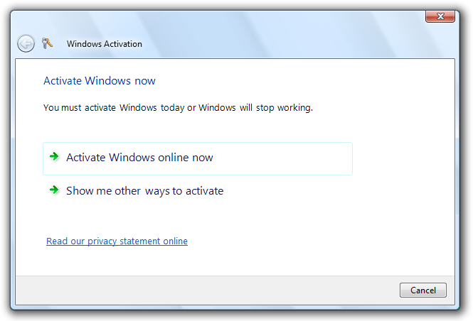 captura de pantalla de las opciones de activación de Windows 