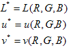 Muestra las ecuaciones no lineales para resolver cualquier color L U V.