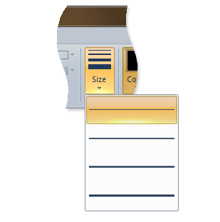 captura de pantalla de un control de galería desplegable en microsoft paint para Windows 7.