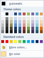 Captura de pantalla del elemento DropDownColorPicker con el atributo ColorTemplate establecido en 