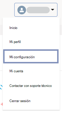 Captura de pantalla que muestra cómo navegar a Mi configuración.