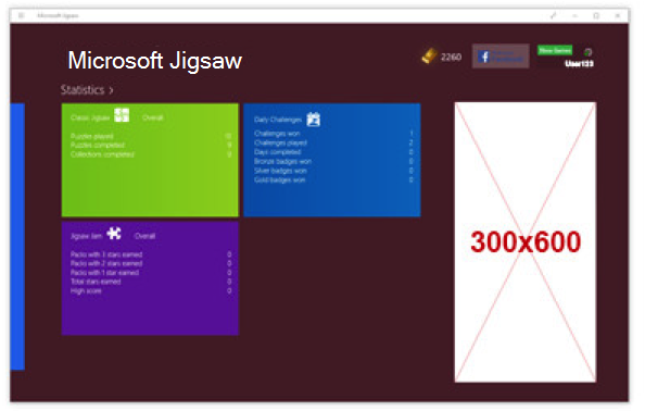 Captura de pantalla de las pantallas de menú en Microsoft Jigsaw.