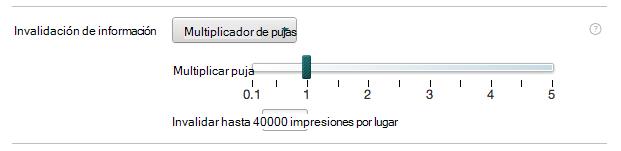 Diagrama que muestra los campos del multiplicador de pujas.