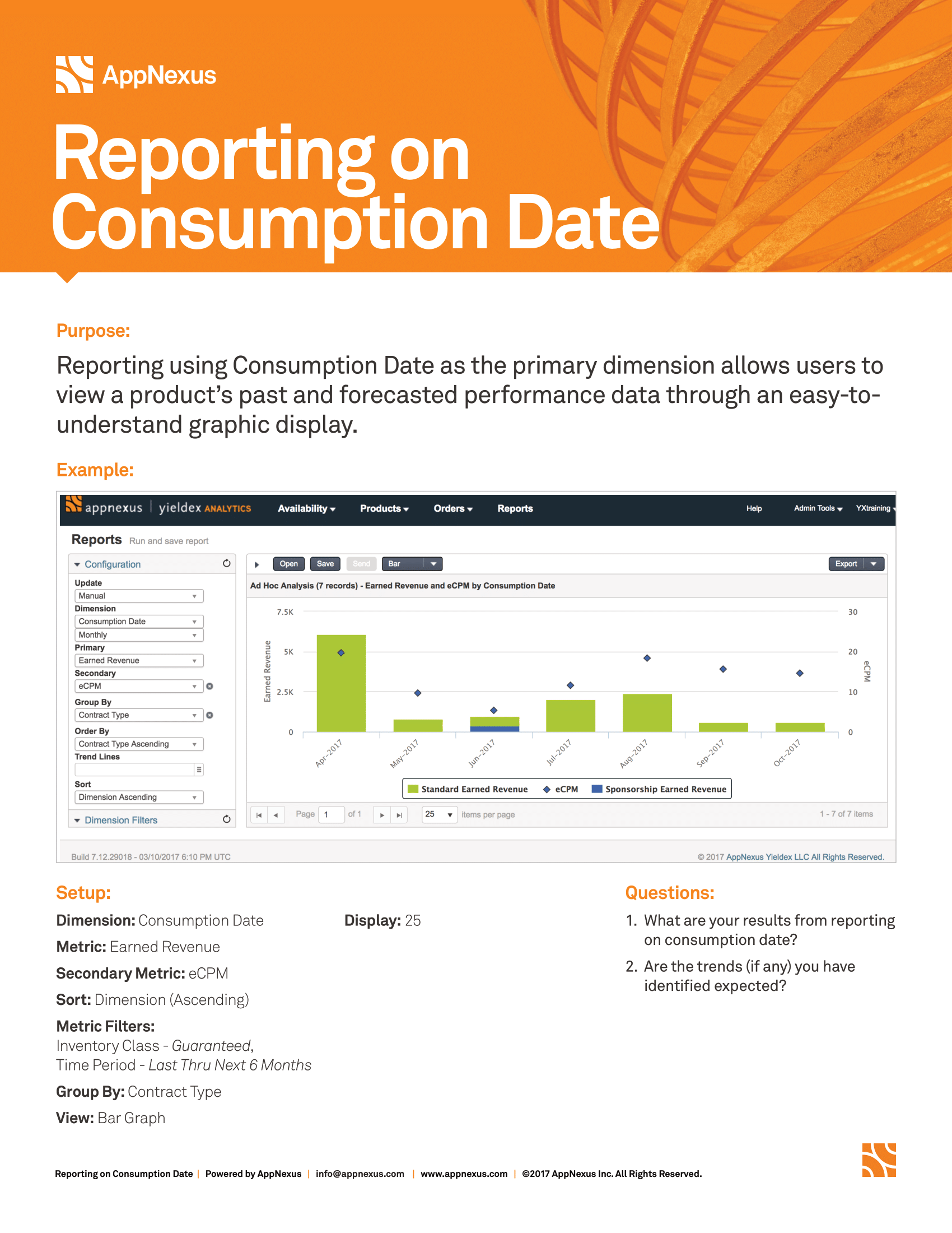 Captura de pantalla que proporciona detalles sobre el informe De informes sobre la fecha de consumo.