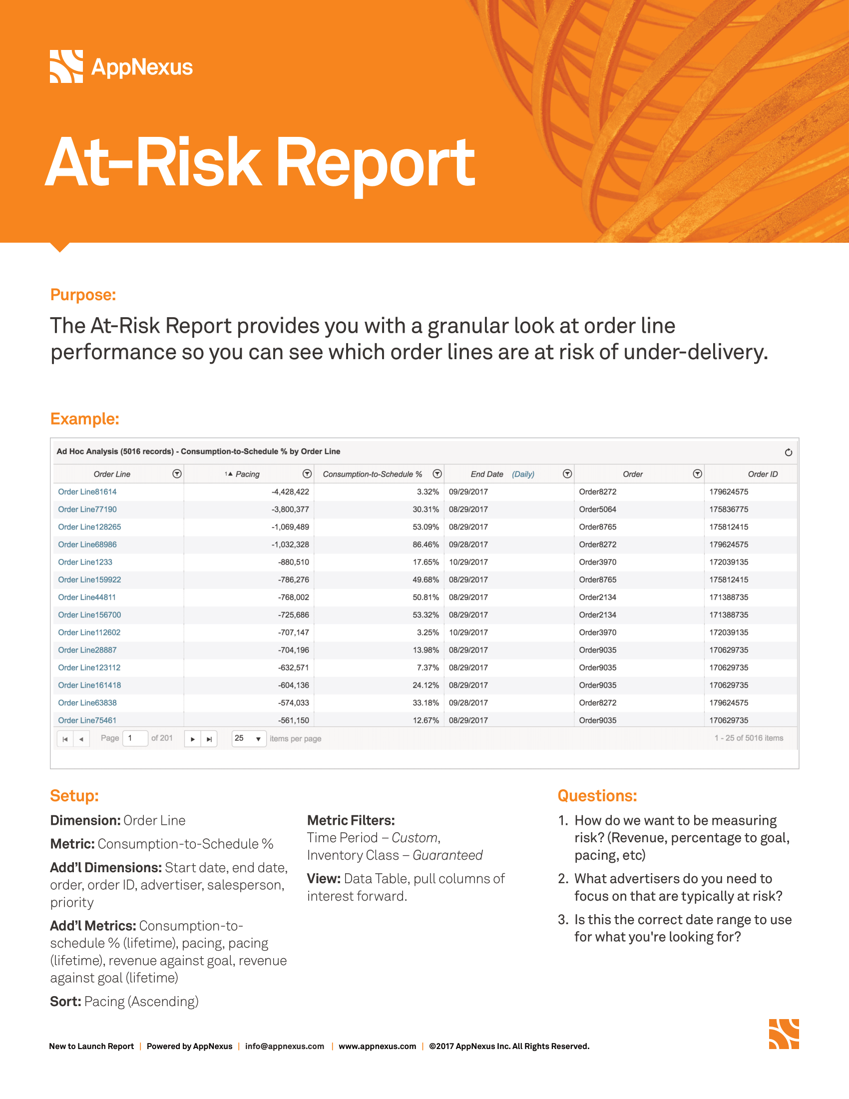 Captura de pantalla que proporciona detalles sobre el informe de At-Risk.