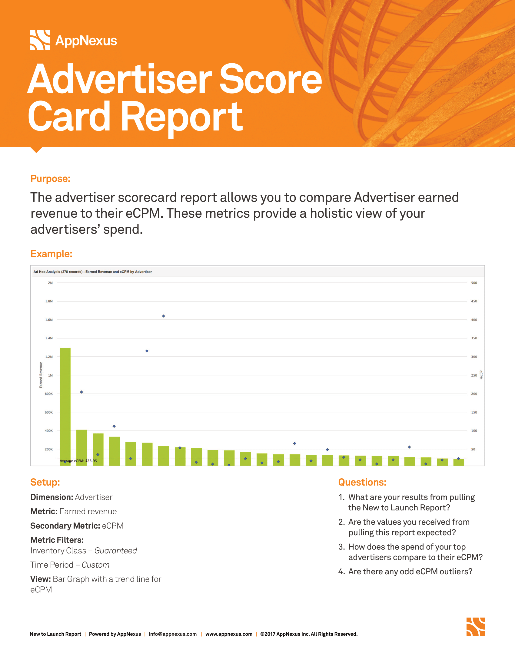 Captura de pantalla que proporciona detalles sobre el informe del cuadro de mandos del anunciante.