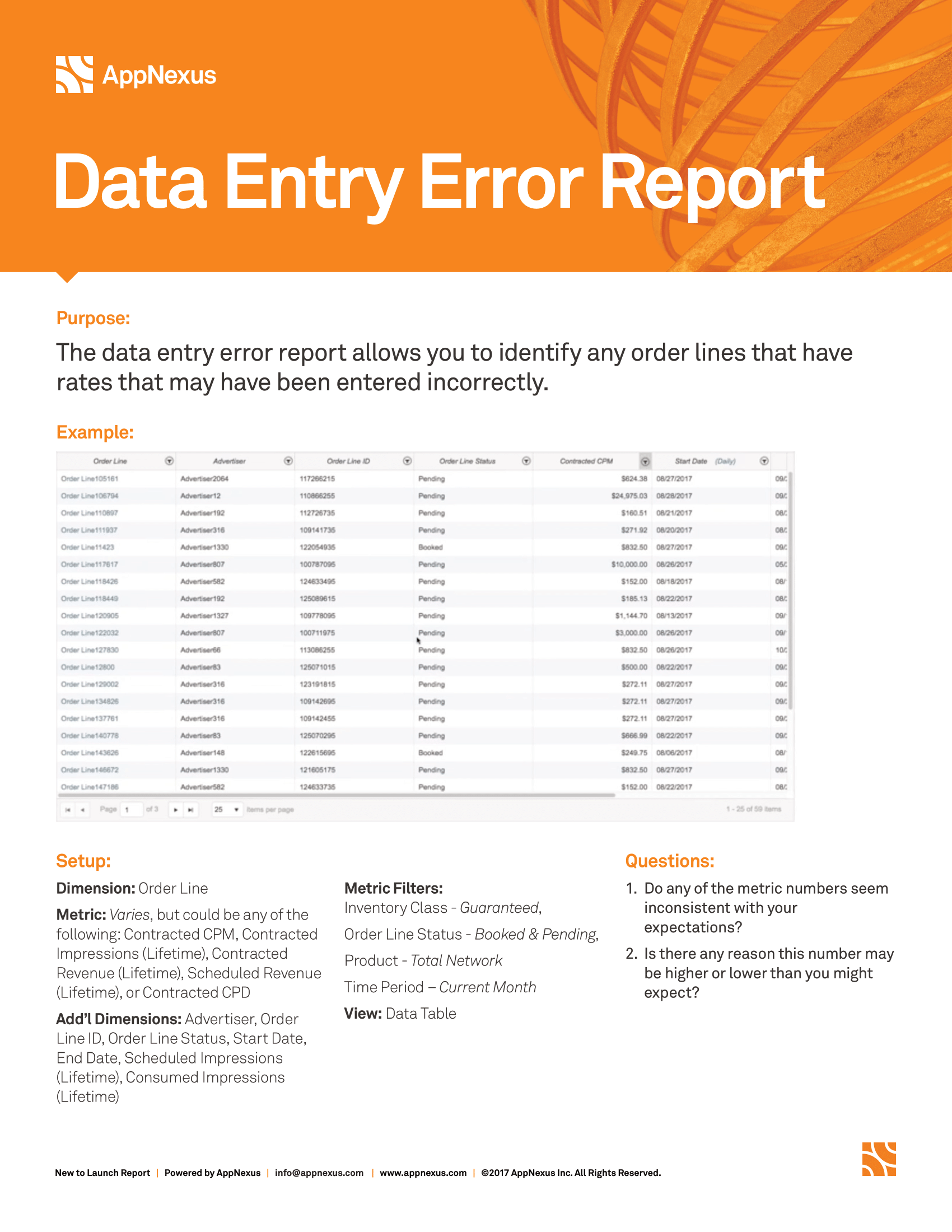 Captura de pantalla que proporciona detalles sobre el informe de errores de entrada de datos.