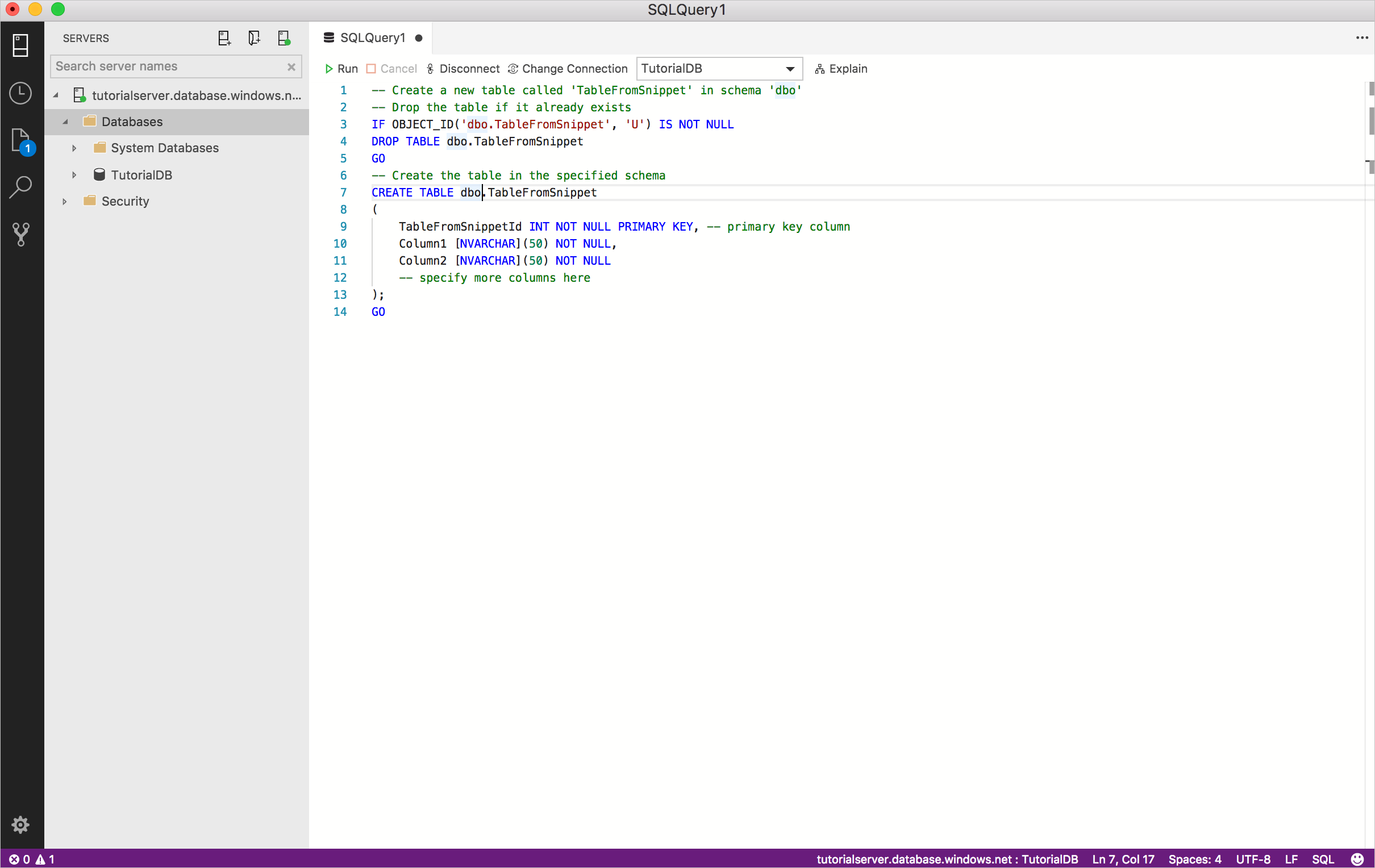 Tabla a partir de fragmento de código