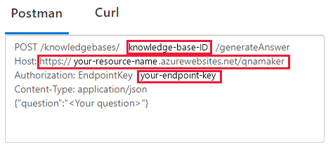 Captura de pantalla de la configuración de la knowledge base publicada