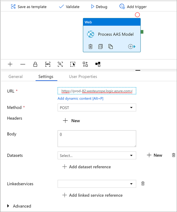 Actividad web de Azure Data Factory