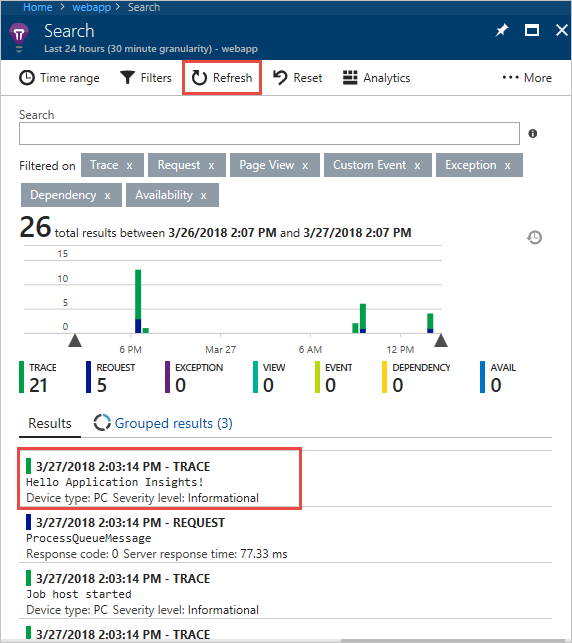 Registros de Application Insights