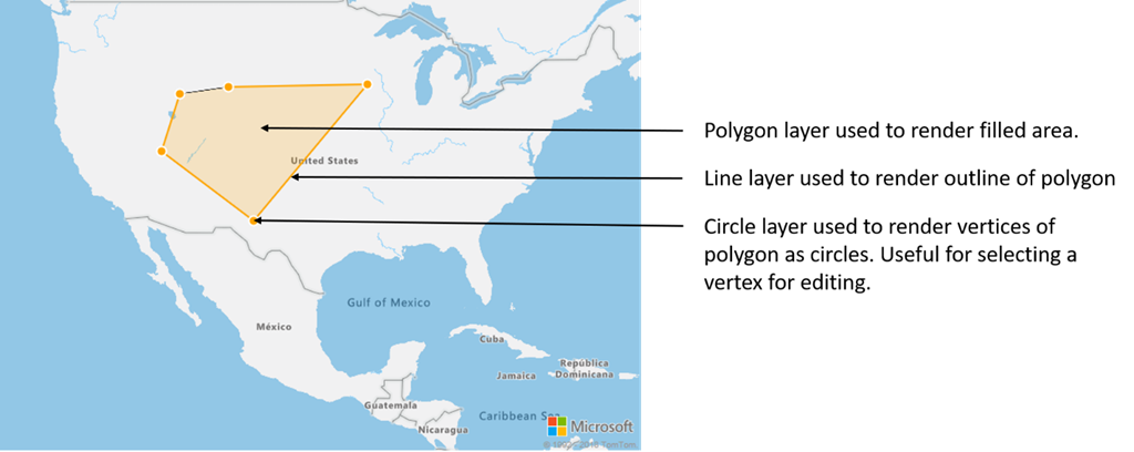 Mapa que muestra varias capas que representan datos de un único origen de datos