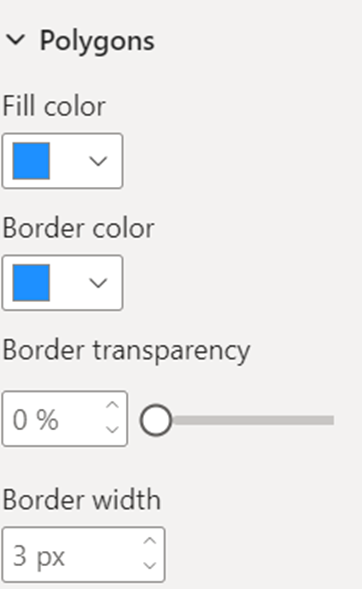 Recorte de pantalla que muestra la sección polígonos del panel de visualización del formato.