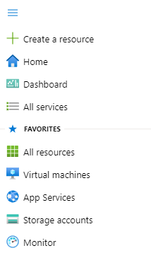 Captura de pantalla que muestra el menú de Azure Portal.