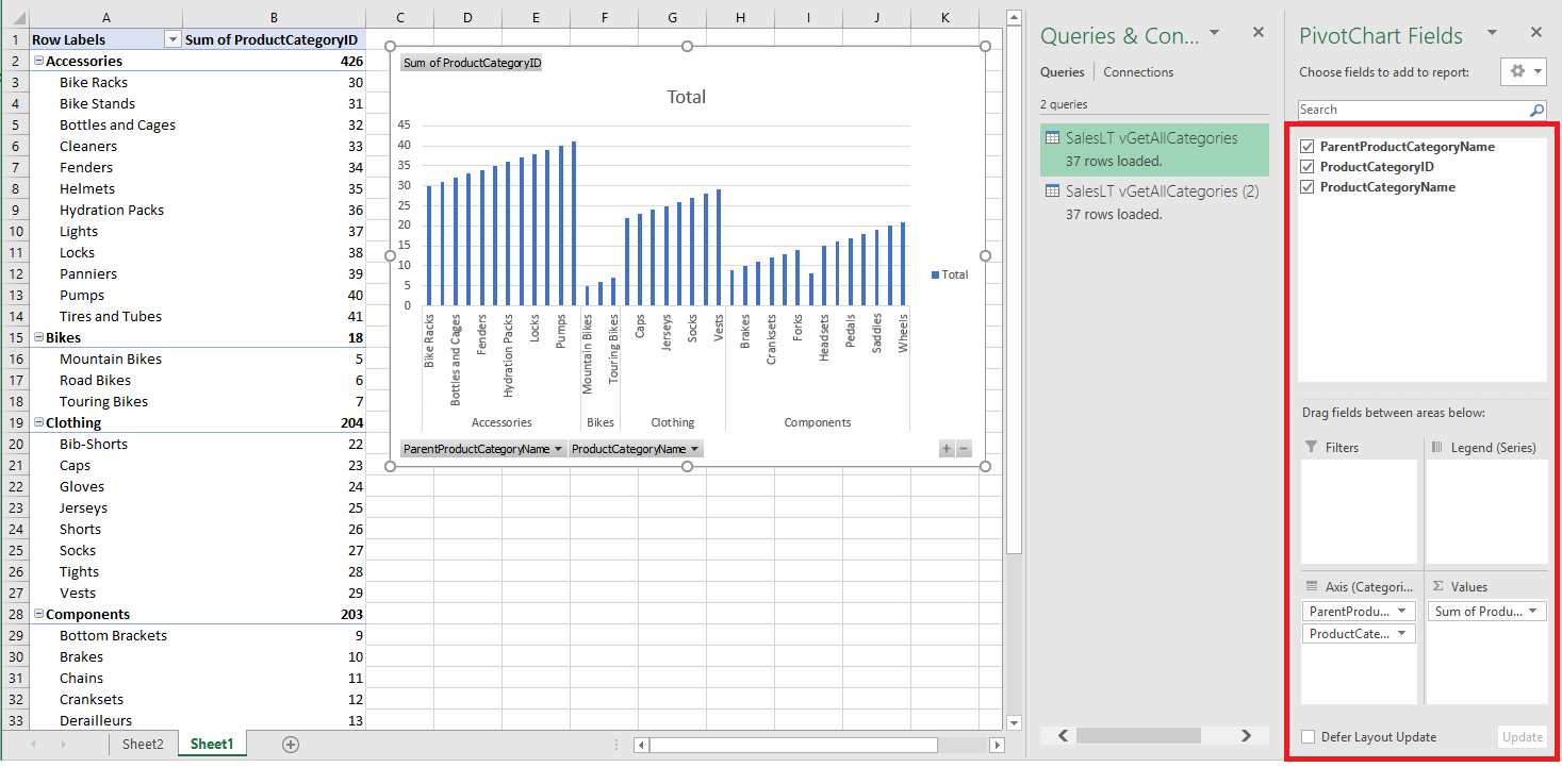 Configuración de informe de base de datos.