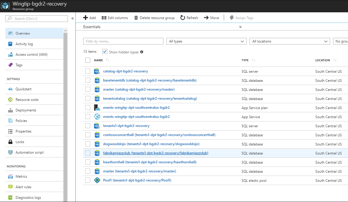 Recursos de recuperación de Azure