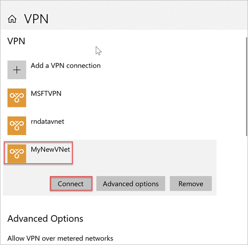 Captura de pantalla de Conexión a VPN de Windows.