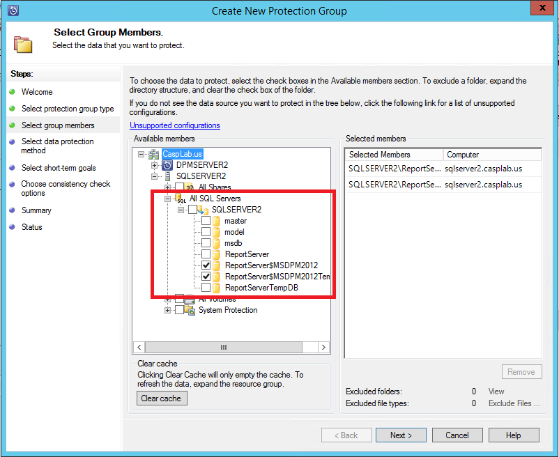 Captura de pantalla que muestra cómo seleccionar una base de datos de SQL Server.