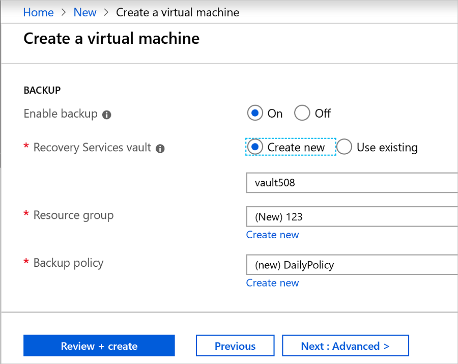 Habilitar la copia de seguridad para una VM